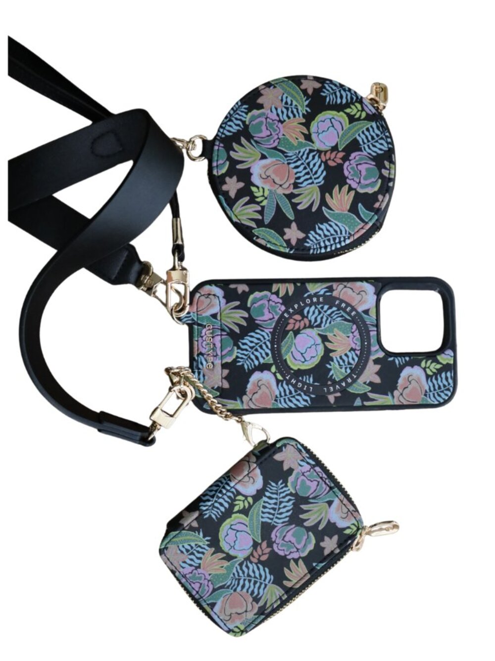 Custype x Sara Torabi Crossbody Wallet Phone Case Set iPhone 15 Pro Botanical